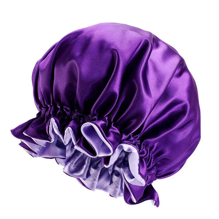 African Fabs Purple Satin Hair Bonnet Reversable
