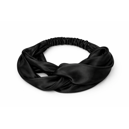 African Fabs Satin Headband With Twist Black