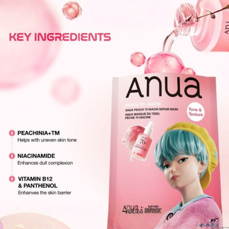 Anua K-Pop Demon Hunters Peach 70 Niacin Serum Mask Baby Saja