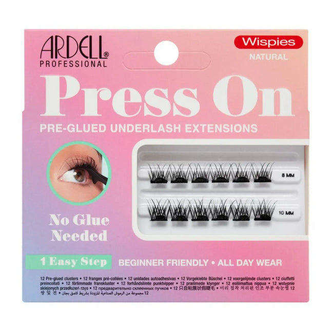 Ardell Press On Pre-glued Underlash Extensions Wispies Natural Mini Set