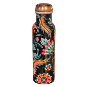 Pure Copper Water Bottle with Floral Print