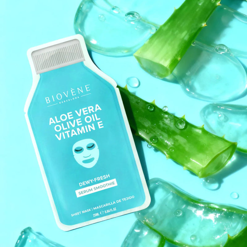 Biovene Aloe Vera + Vitamin E Dewy Fresh! Smoothie Serum Sheet Mask With Nourishing Vitamin E, Aloe Vera & Olive Oil