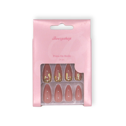 Boozyshop 24 pcs Press On Nails Dripping Gold