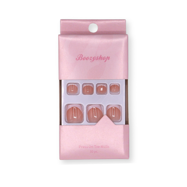 Boozyshop 30 pcs Press On Toe Nails French Manicure