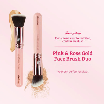 Boozyshop Pink & Rose Gold Face Brush Duo
