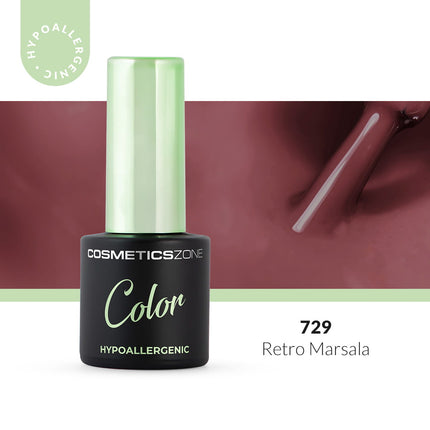 Cosmetics Zone Hypoallergenic Hybrid UV/LED Gel Polish Retro Marsala 729