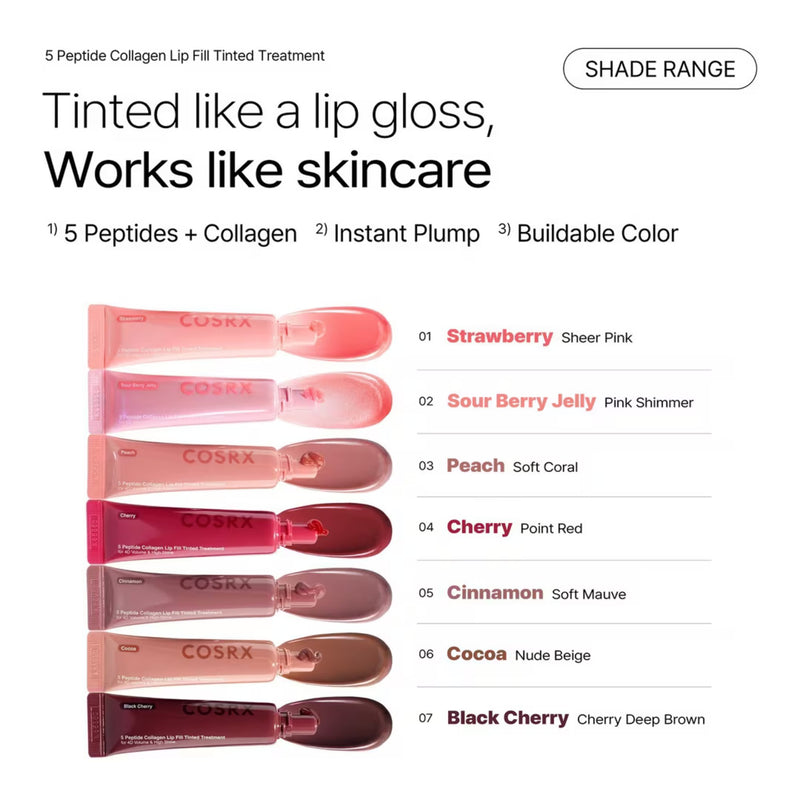 COSRX 5 Peptide Collagen Lip Fill Tinted Treatment 02 Sour Berry Jelly, getinte lipbalm, foto 8 van 8