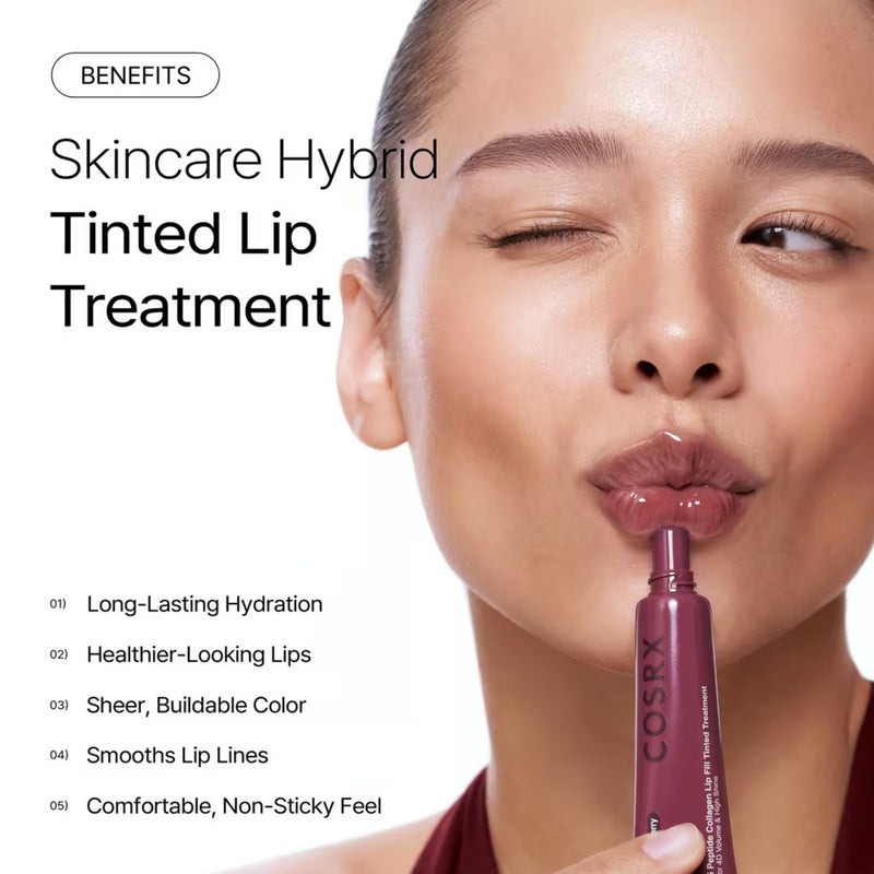 COSRX 5 Peptide Collagen Lip Fill Tinted Treatment 07 Black Cherry, getinte lippenbalsem, foto 4 van 8