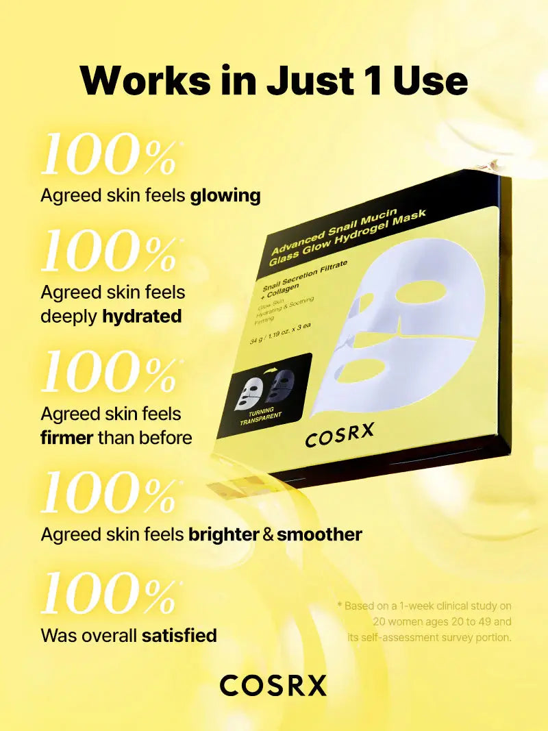 COSRX Advanced Snail Mucin Glass Glow Hydrogel Mask 3-Pack