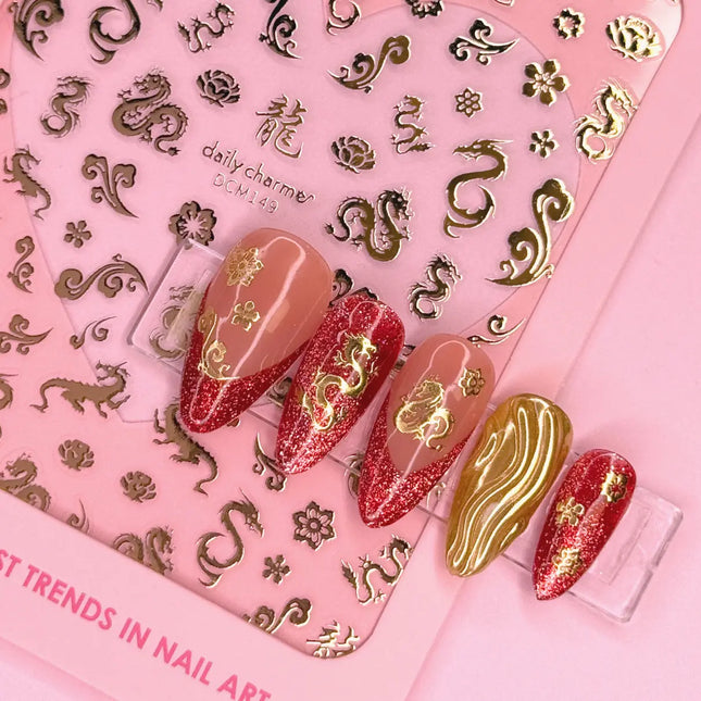 Daily Charme Daily Charme Chic Nail Art Sticker Heavenly Dragon Metallic Gold