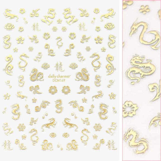 Daily Charme Daily Charme Chic Nail Art Sticker Heavenly Dragon Metallic Gold