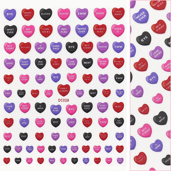 Daily Charme Valentine 3D Embossed Nail Art Sticker Anti-Sweet Talk