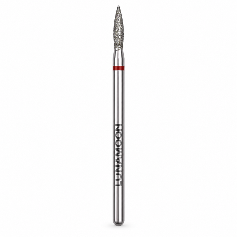 Lunamoon Diamond Milling Cutter Flame Red 1,8 mm, vlamvormig diamantfreesje voor manicure
