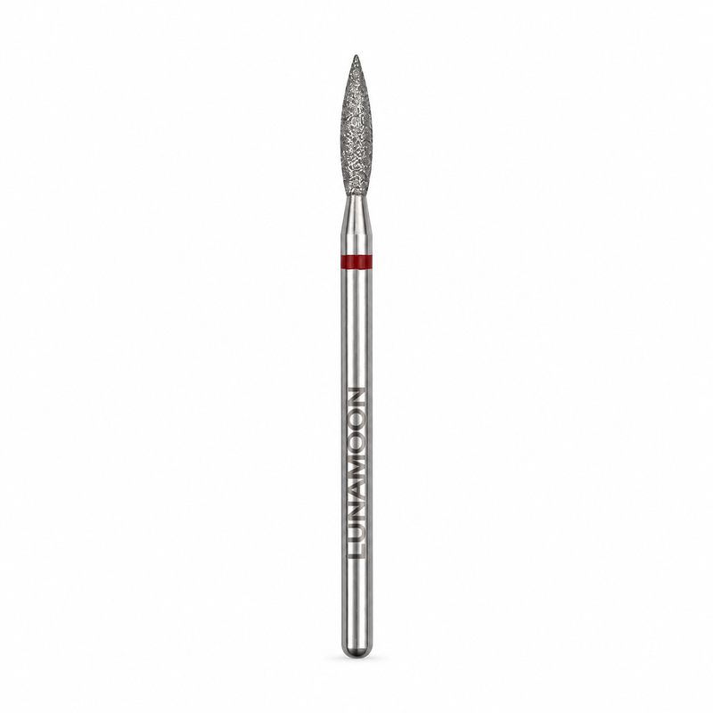 Lunamoon Diamond Milling Cutter Long Flame Red 2,0 mm, diamantfreesje voor manicure