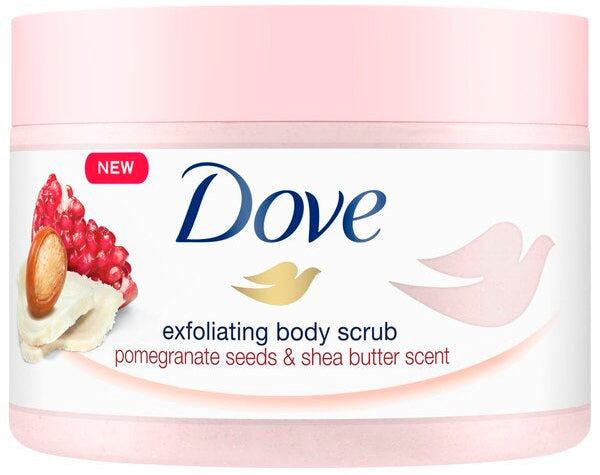 Dove Exfoliating Body Polish Scrub for Silky Soft Skin Pomegranate & Shea Butter
