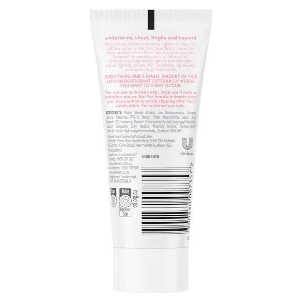 Dove Whole Body Raspberry & Rose Deodorant Cream