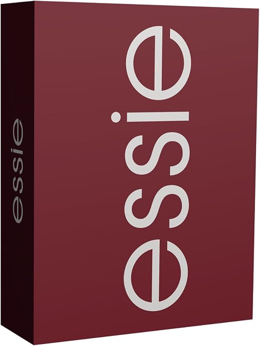 Gesloten bordeauxrode doos van de Essie adventskalender met het essie-logo