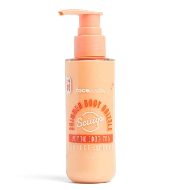 Face Facts Scuup Peach Iced Tea SPF30 Shimmer Body Drizzle