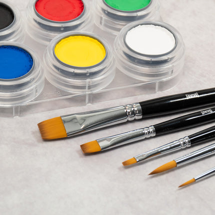 Grimas Face Paint Brush Set Round Flat