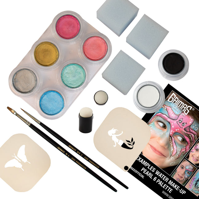 Grimas Water Make-up Pearl 6 Palette Set