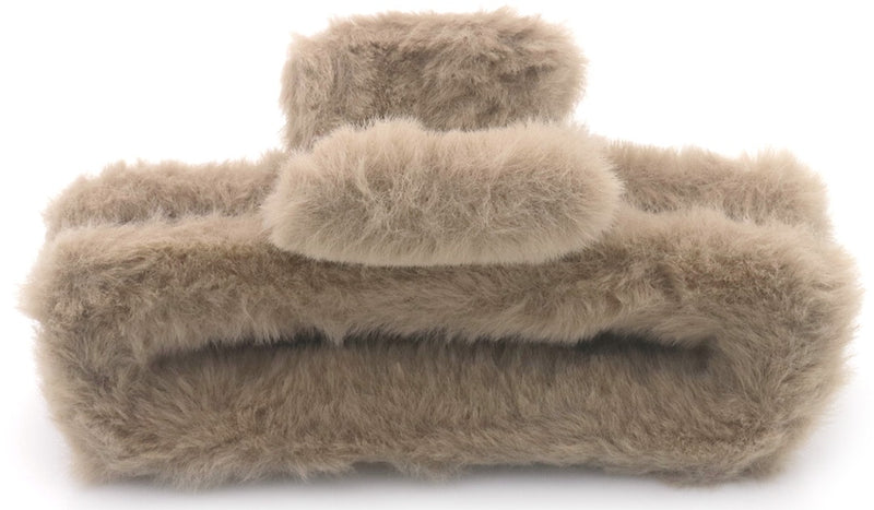 Hair Musthaves Hair Claw Fluffy 12.5cm Taupe, zachte haarclip