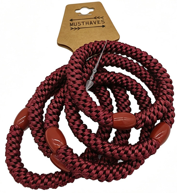 Hair Musthaves Hair Elastics 5pcs Bordeaux, set van 5 haarelastiekjes