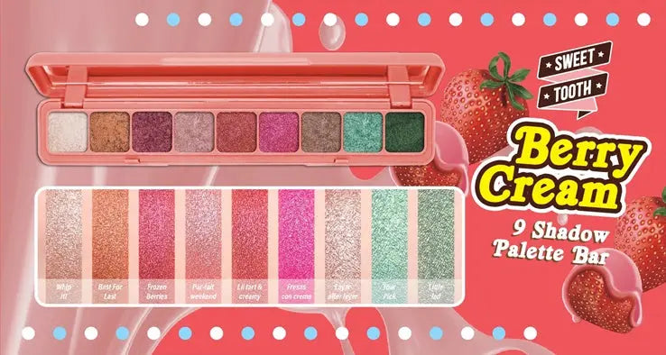J.Cat Beauty Sweet Tooth 9 Shadow Palettte Bar Berry Cream