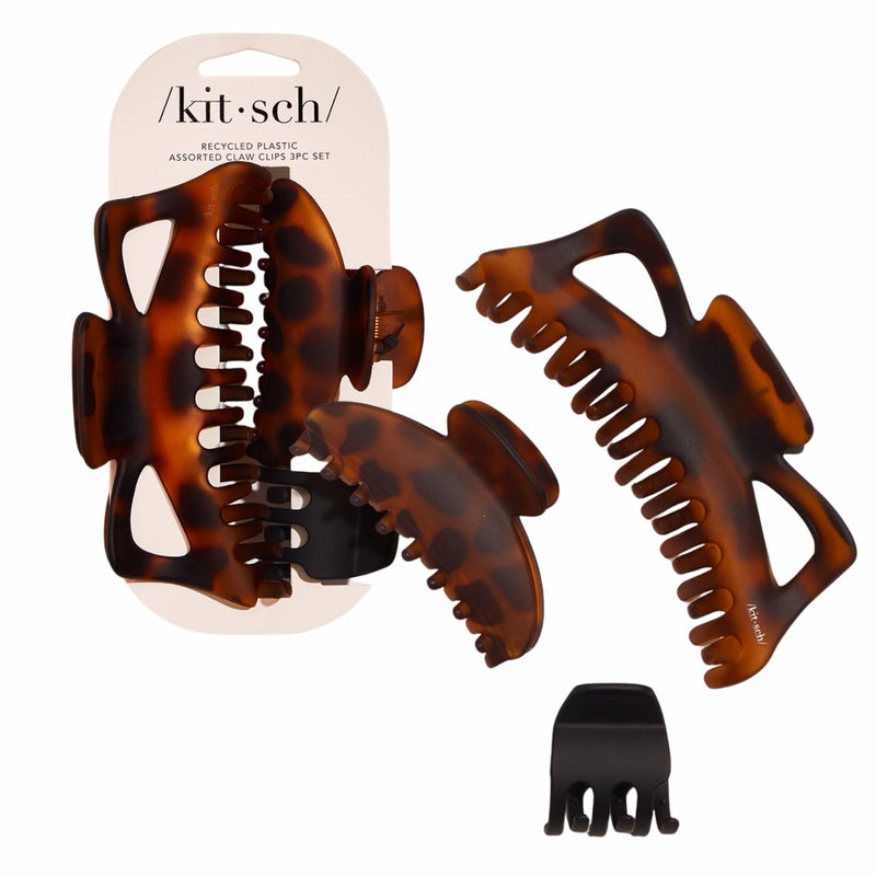 Kitsch Assorted Claw Clips 3pc Jumbo, set van drie haarclips in diverse maten en vormen