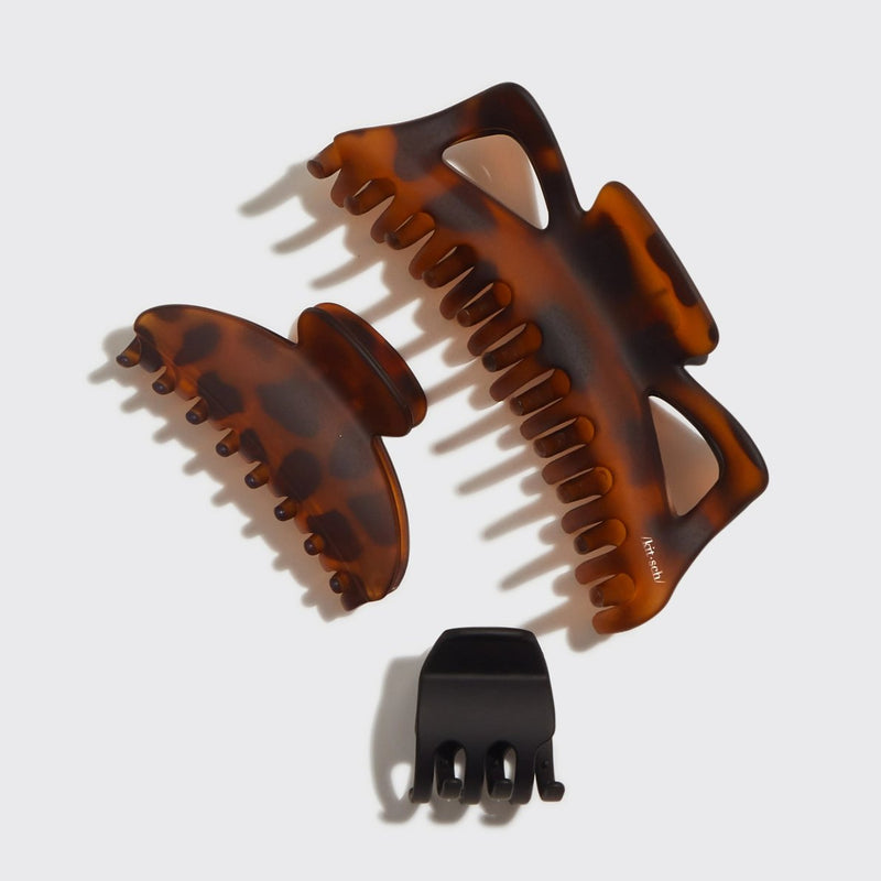 Kitsch Assorted Claw Clips 3pc Jumbo, set van drie haarclips in diverse maten en vormen