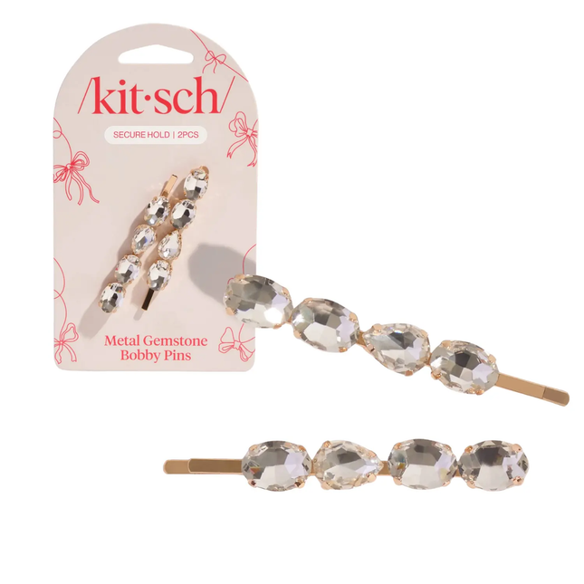 Kitsch Holiday Metal Gemstone Bobby Pins