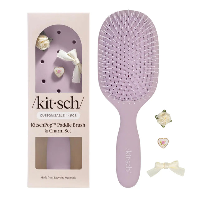 Kitsch KitschPop Paddle Brush & Charm Set Soft Violet