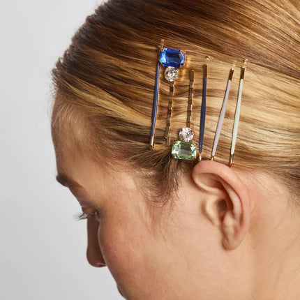 Kitsch Metal Cloud & Gem Pins Set Garden Bouquet