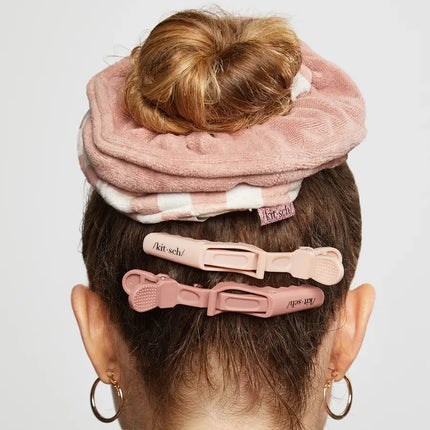 Kitsch Microfiber Quick-Dry Towel Scrunchie 2pc Terracotta Checker