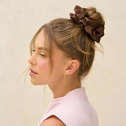 Kitsch Oversized Scrunchies Black & Chocolate