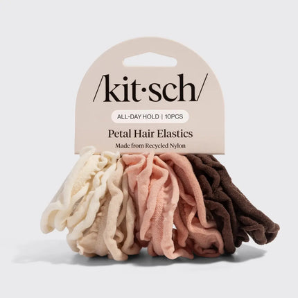 Kitsch Recycled Fabric Petal Hair Elastics Set Blush