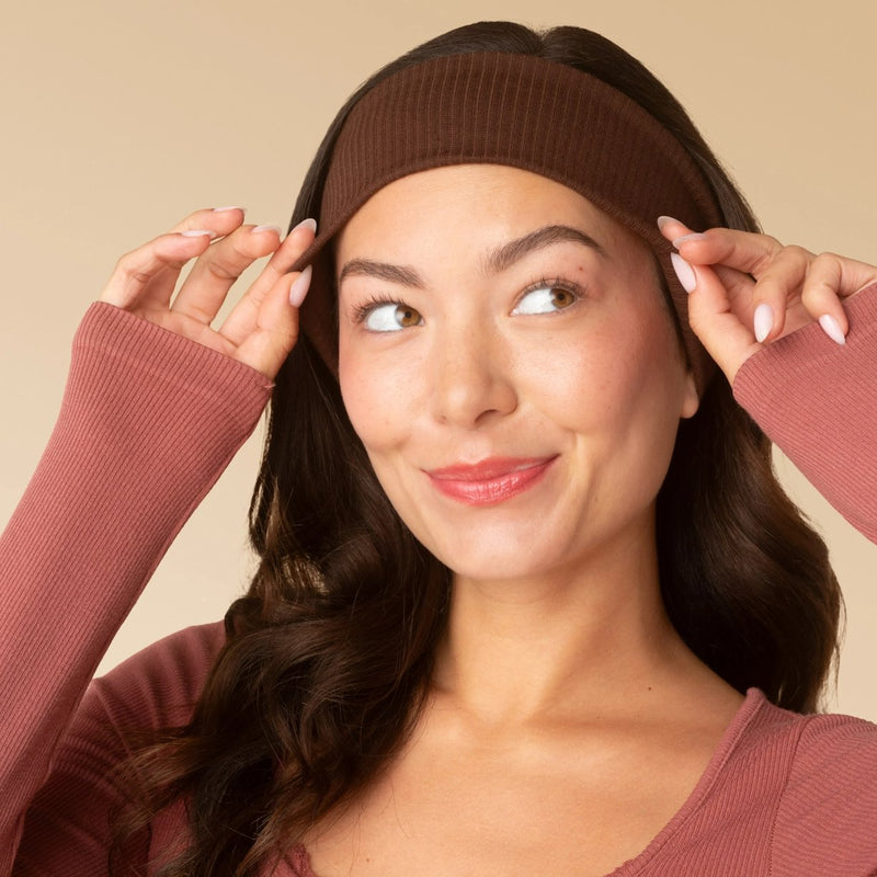 Kitsch Ribbed Elastic Headbands Set Mocha & Chocolate