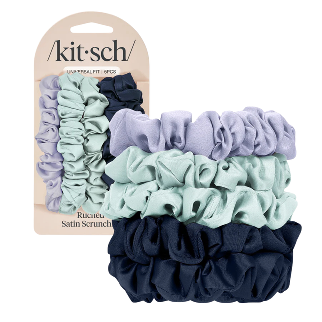 Kitsch Ruched Satin Scrunchies 5pc Set Garden Bouquet