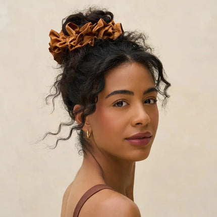 Kitsch Ruffle Scrunchie Camel