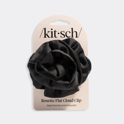 Kitsch Satin Rosette Flat Cloud Clip Black
