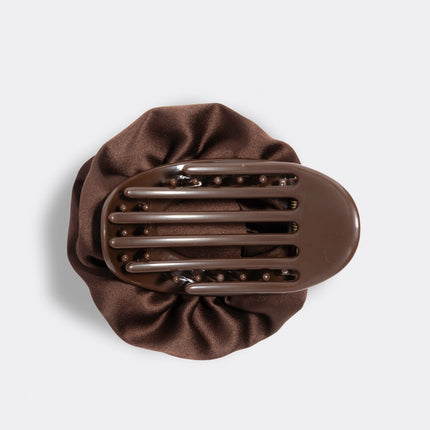 Kitsch Satin Rosette Flat Cloud Clip Chocolate