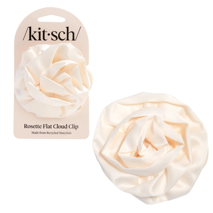 Kitsch Satin Rosette Flat Cloud Clip Cream