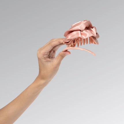 Kitsch Satin Rosette Flat Cloud Clip Terracotta