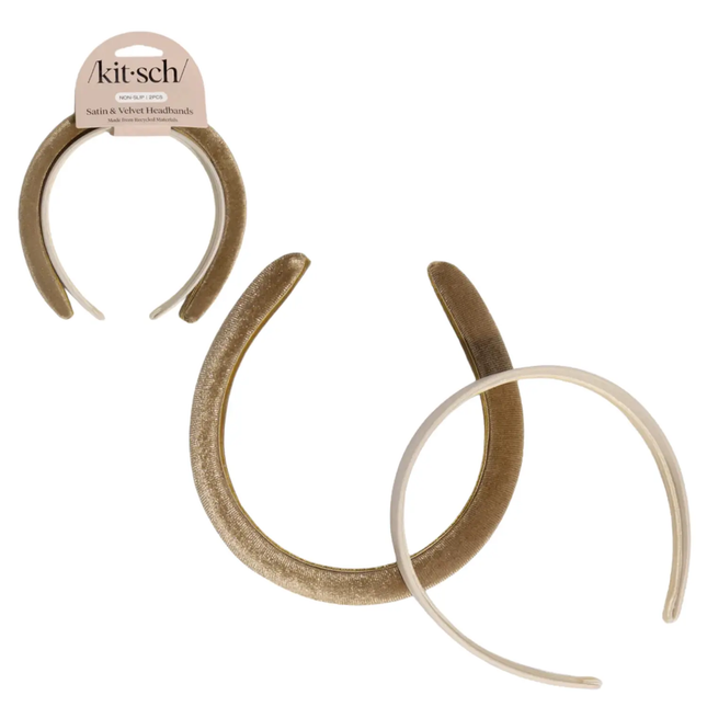 Kitsch Satin & Velvet Headbands Creme & Caramel