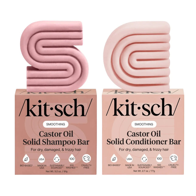 Kitsch Smoothing Castor Oil Nourishing Shampoo & Conditioner Bar Set