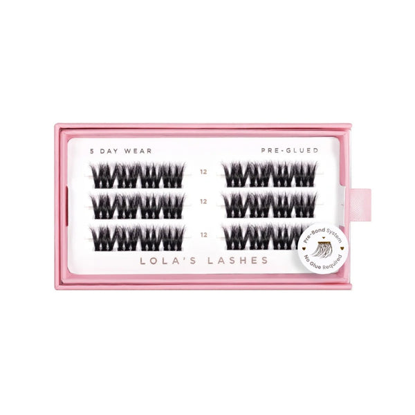 Lola's Lashes Pre-glued Lashes Bold Definition 12mm, voorgelijmde wimperclusters voor volume