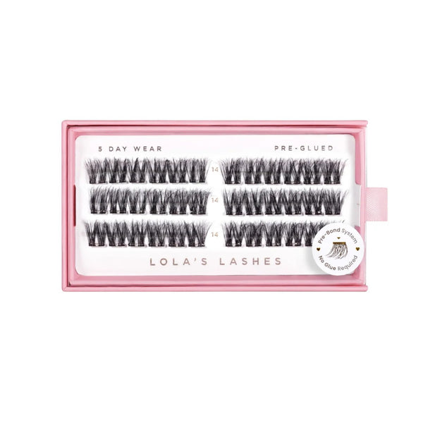 Lola's Lashes Pre-glued Lashes Feathered Volume 14mm, pre-glued wimperclusters voor volume en lengte