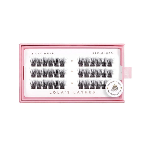 Lola's Lashes Pre-glued Lashes Soft Wisp 14mm, set van pre-glued wimperclusters