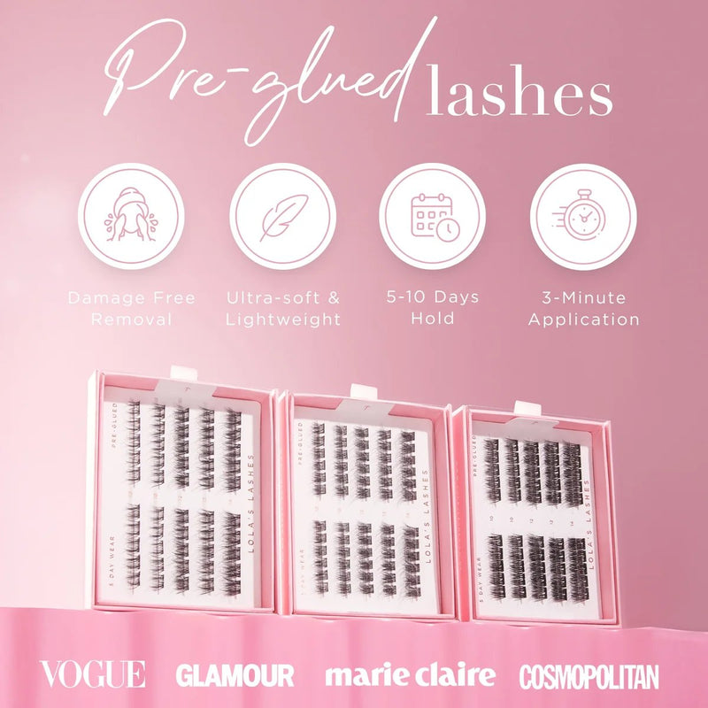 Lola's Lashes Pre-glued Lashes Soft Wisp Petite Pack, wimperclusters voor een natuurlijke look