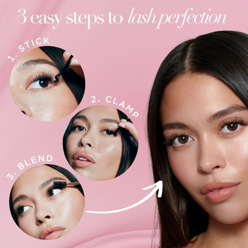 Lola's Lashes Pre-glued Lashes Wispy Volume 12mm, pré-gelijmde wimperclusters voor volume.