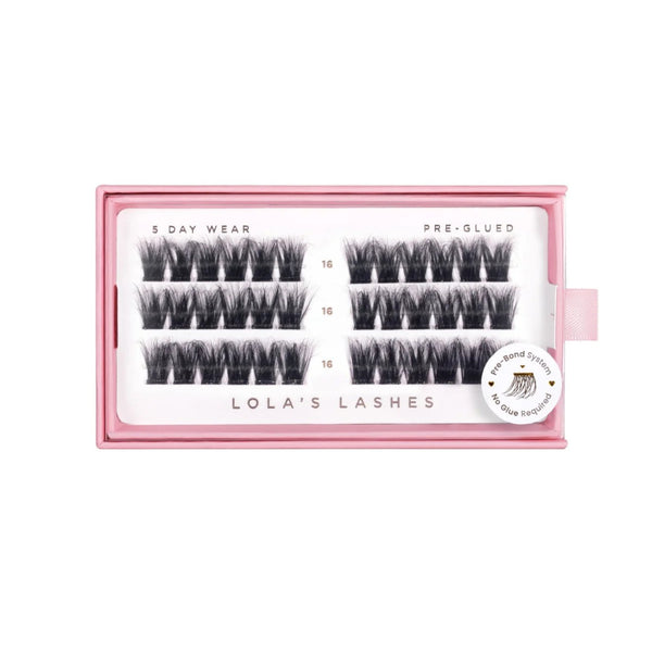 Lola's Lashes Pre-glued Lashes Wispy Volume 16mm, set pre-glued wimperclusters voor volume.